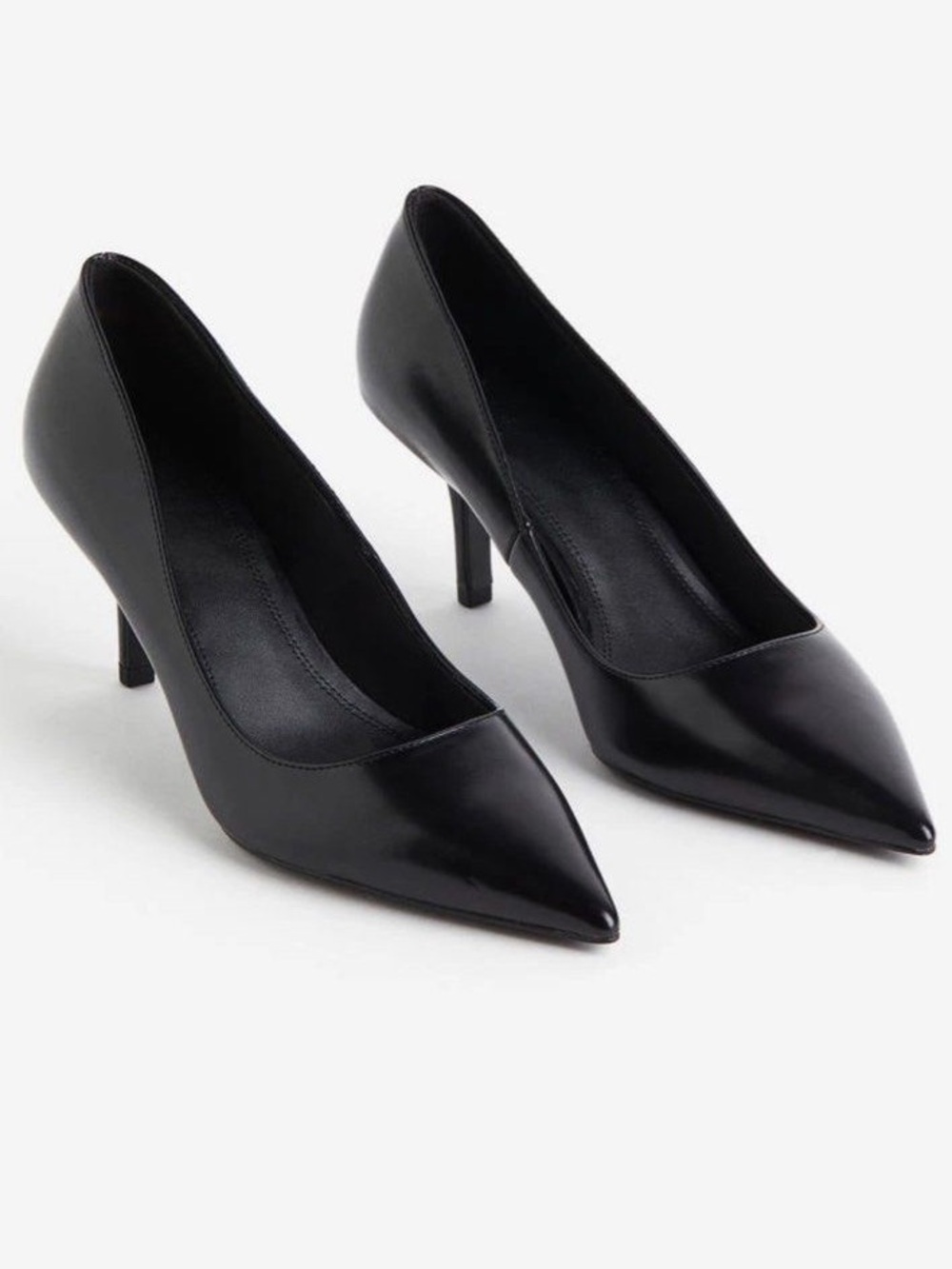 H&M Black Pointed Toe Kitten Heel Pumps | Size US 7 / EU 38